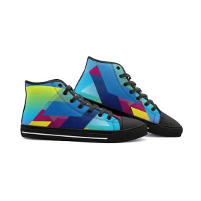 Abstract Colorful Triangles Unisex High Top Canvas Shoes