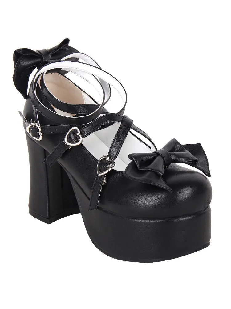 Angelic imprint~Maid Lolita Shoes High Heel Bow Round Toe Shoes