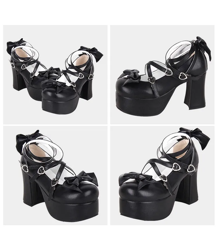 Angelic imprint~Maid Lolita Shoes High Heel Bow Round Toe Shoes
