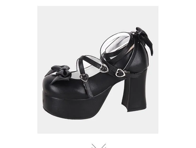 Angelic imprint~Maid Lolita Shoes High Heel Bow Round Toe Shoes