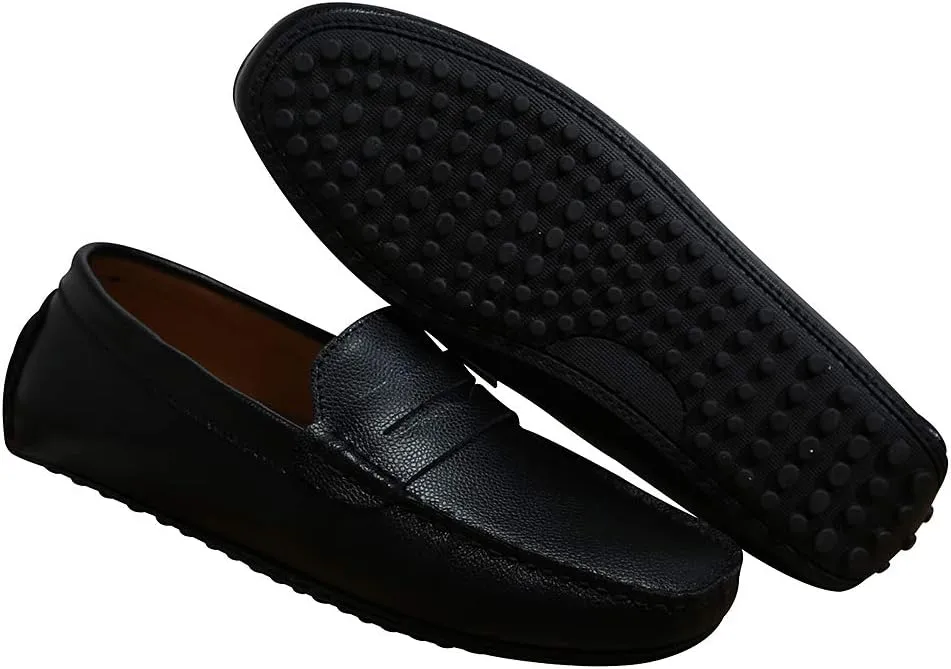 ANUFER Mens Faux Leather Stylish Moccasin Slippers Penny Loafers