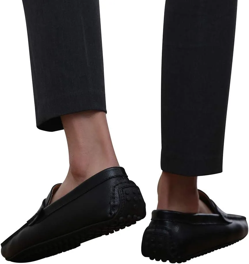 ANUFER Mens Faux Leather Stylish Moccasin Slippers Penny Loafers
