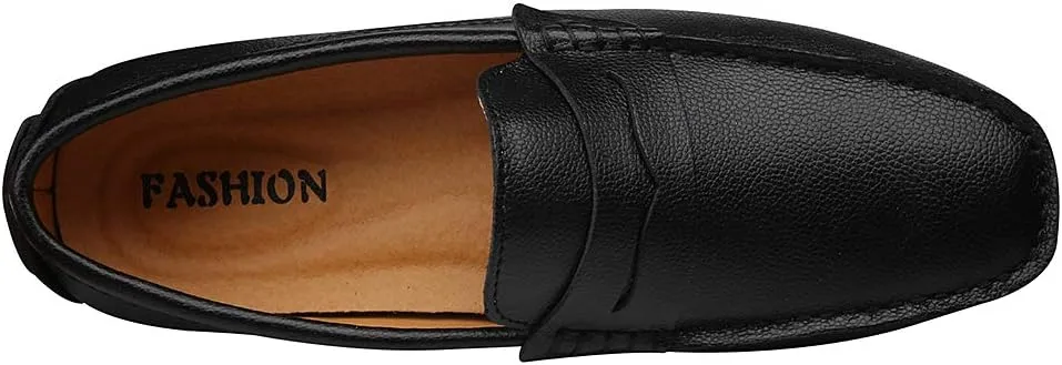 ANUFER Mens Faux Leather Stylish Moccasin Slippers Penny Loafers