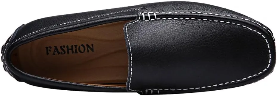 ANUFER Mens Faux Leather Stylish Moccasin Slippers Penny Loafers