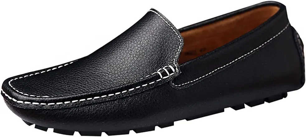 ANUFER Mens Faux Leather Stylish Moccasin Slippers Penny Loafers