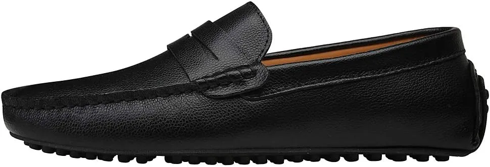 ANUFER Mens Faux Leather Stylish Moccasin Slippers Penny Loafers