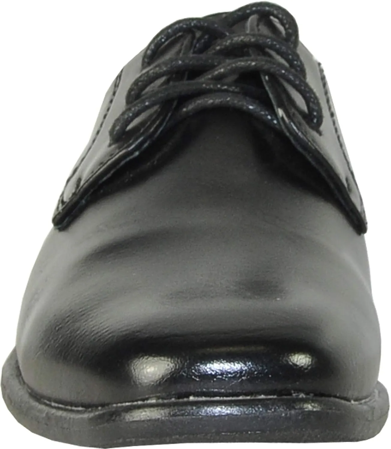 bravo! Boy Dress Shoe King Lace-up Oxford Plain Toe or Cap Toe Leather Sock for School Uniform Formal Event Size from Toddler to Youth Black Brown Cognac