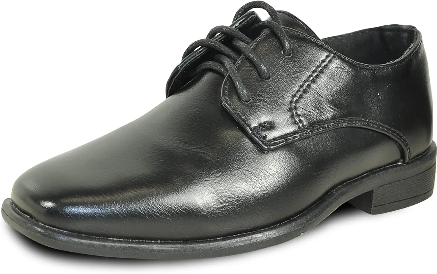 bravo! Boy Dress Shoe King Lace-up Oxford Plain Toe or Cap Toe Leather Sock for School Uniform Formal Event Size from Toddler to Youth Black Brown Cognac