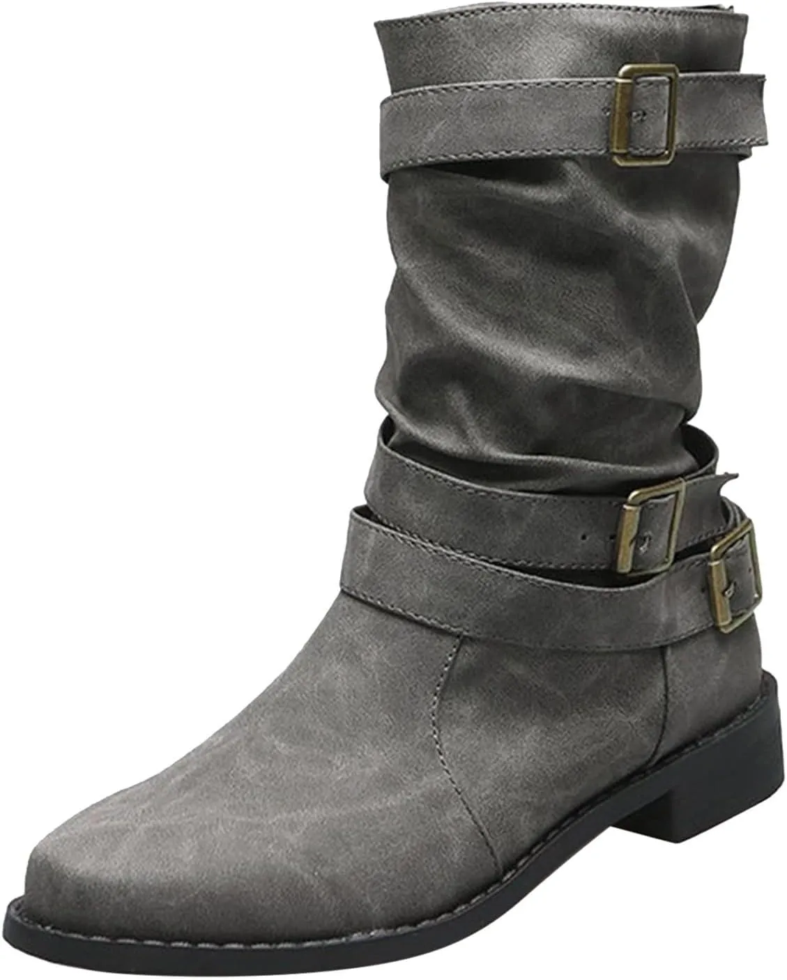 Cathalem Mid Calf Boots for Women, Women's Ankle Bootie Winter Lace up Mid Calf Military Combat Boots Fall Booties