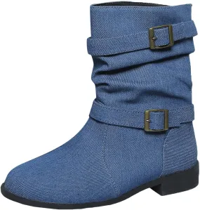 Cathalem Mid Calf Boots for Women, Women's Mid Calf Dress Boots Biker Motorcycle Riding Boots Women For Women Fall Booties