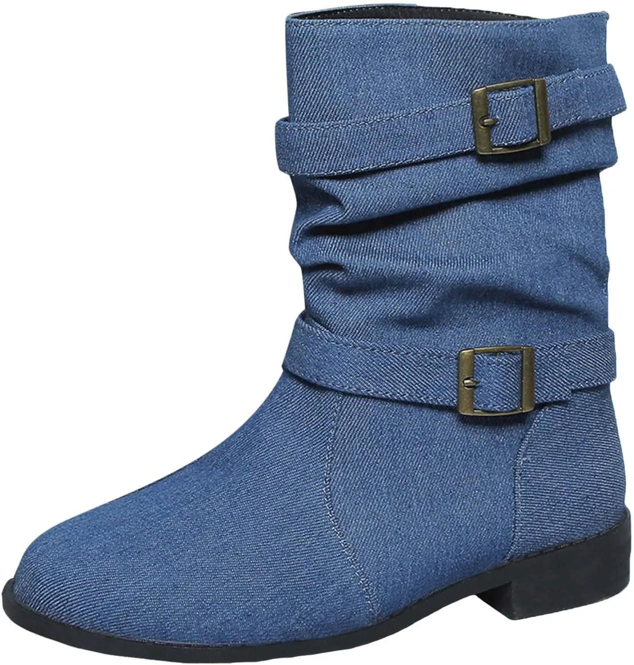 Cathalem Mid Calf Boots for Women, Women's Mid Calf Dress Boots Biker Motorcycle Riding Boots Women For Women Fall Booties