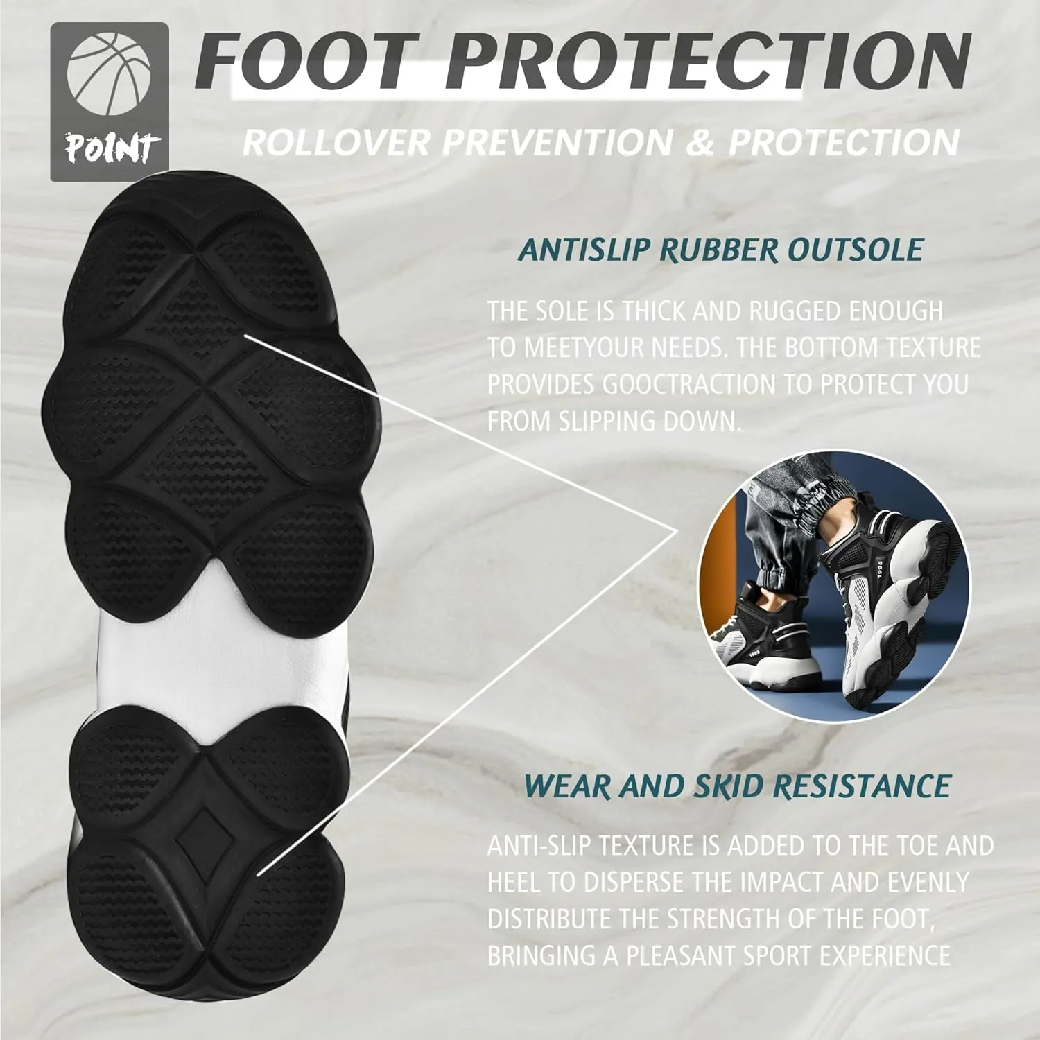 CJSPORX Men's Basketball Shoes Breathable Non-Slip Sneakers Fashionable Sports