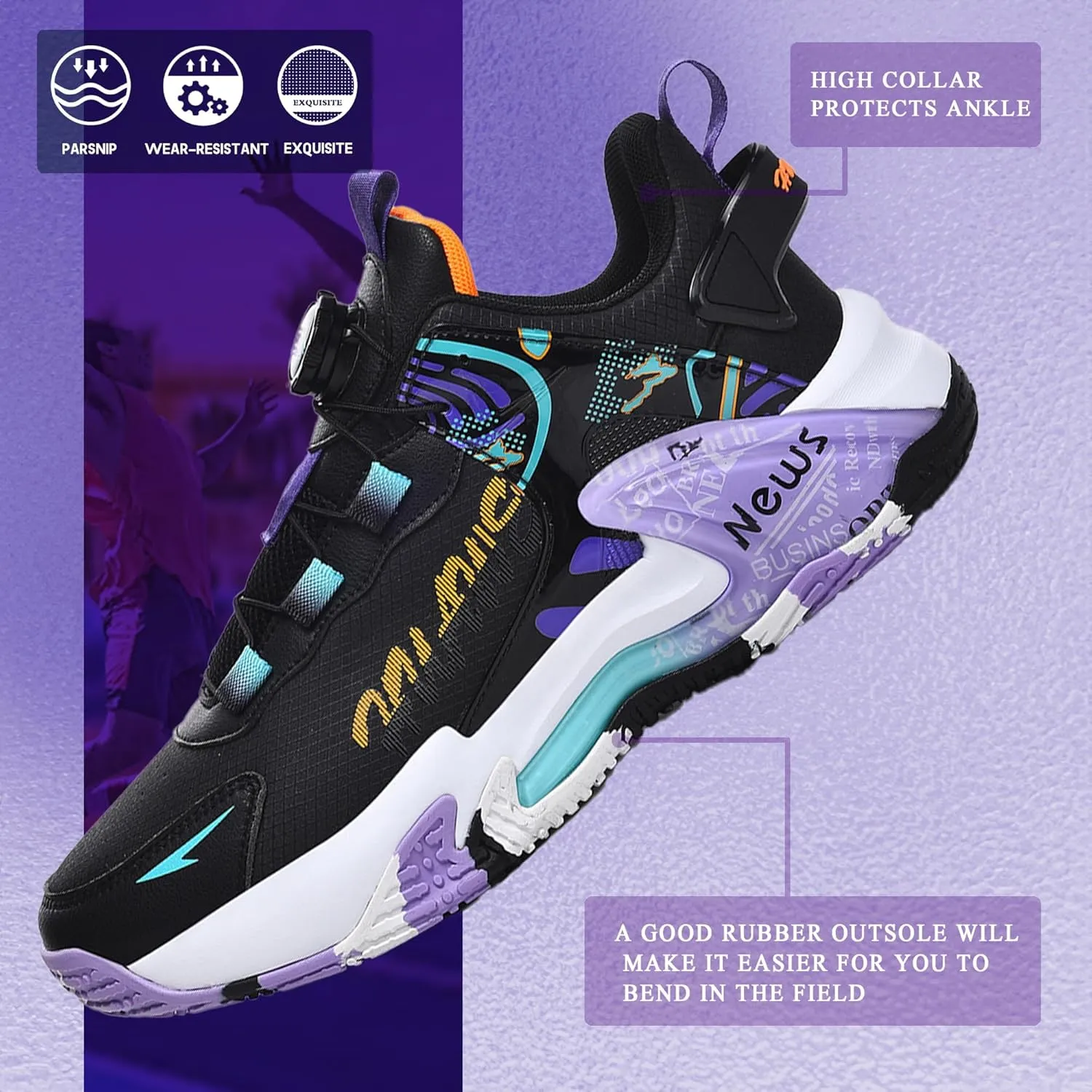 CJSPORX Women Men Basketball Shoes Breathable Men Non Slip Outdoor Fashion Unisex Sneakers