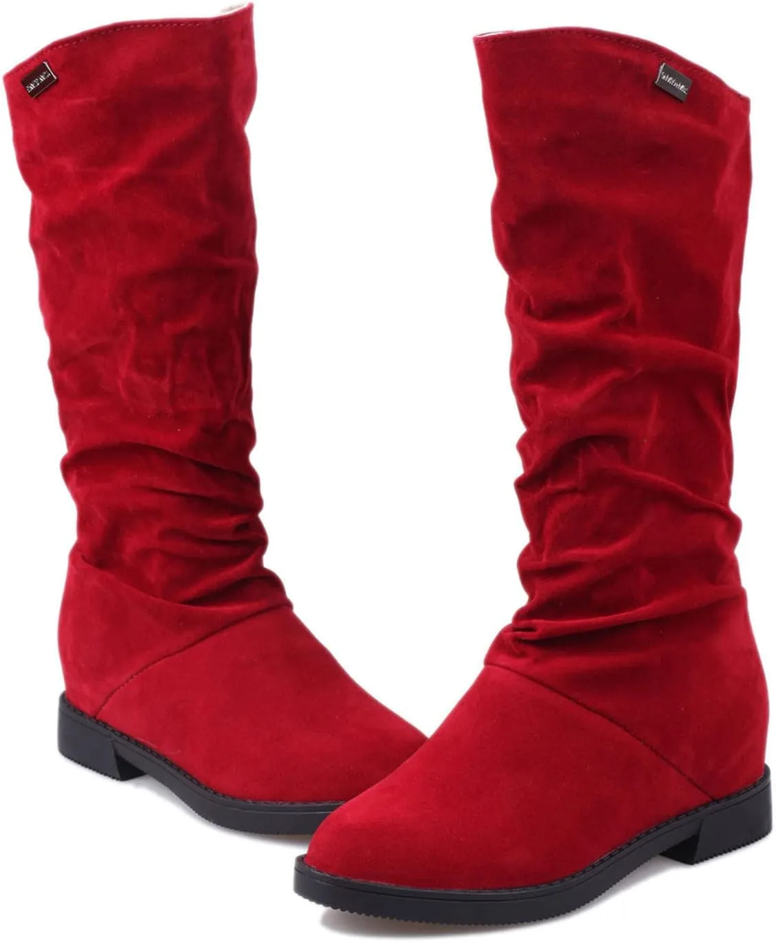 Combat Boots Womens Suede Flats Thigh High Boots Pull On Knee High Boots Mid Calf Fall Winter Warm Boots