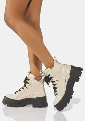 Cream Croc Aspha NC Mid Combat Boots