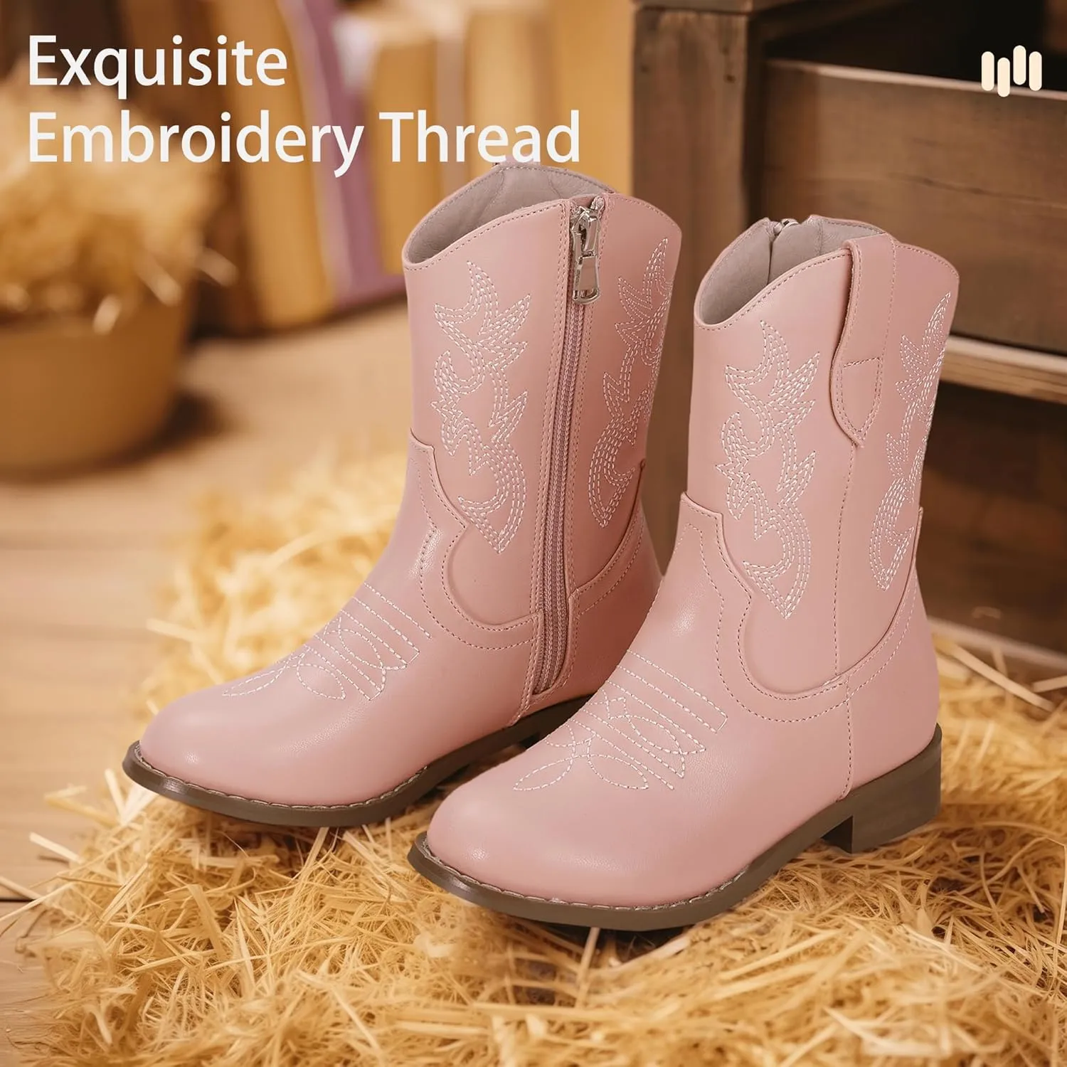 Hehainom Girls Cowboy Cowgirl Boots Boys Kids Toddler Western Mid Calf Zipper Riding Boots for Little Kid Big Kid