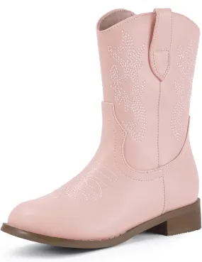 Hehainom Girls Cowboy Cowgirl Boots Boys Kids Toddler Western Mid Calf Zipper Riding Boots for Little Kid Big Kid