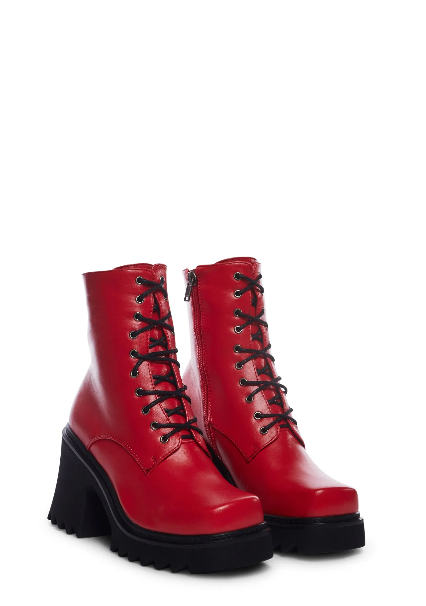 In Opposition Combat Boots- Red