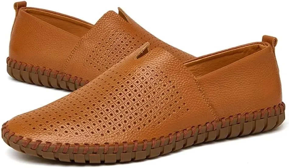 INEELUYI Men??s Casual Loafers Fashion Leather Slip On Driving Shoes