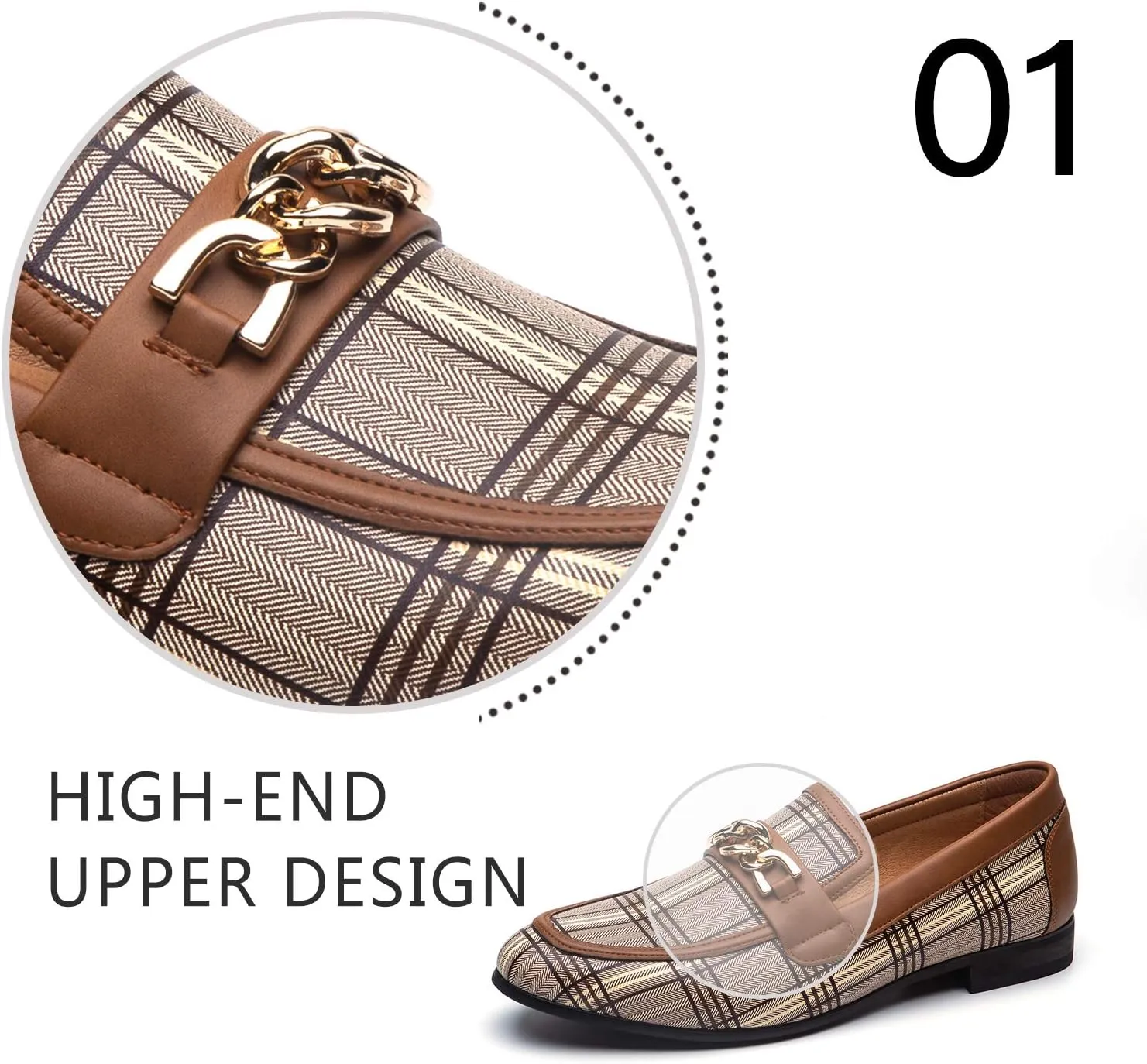 JITAI Mens Leather Shoes Pattern Printing Men's Dress Loafer Shoes Slip-on Casual Loafer Smoking Slipper