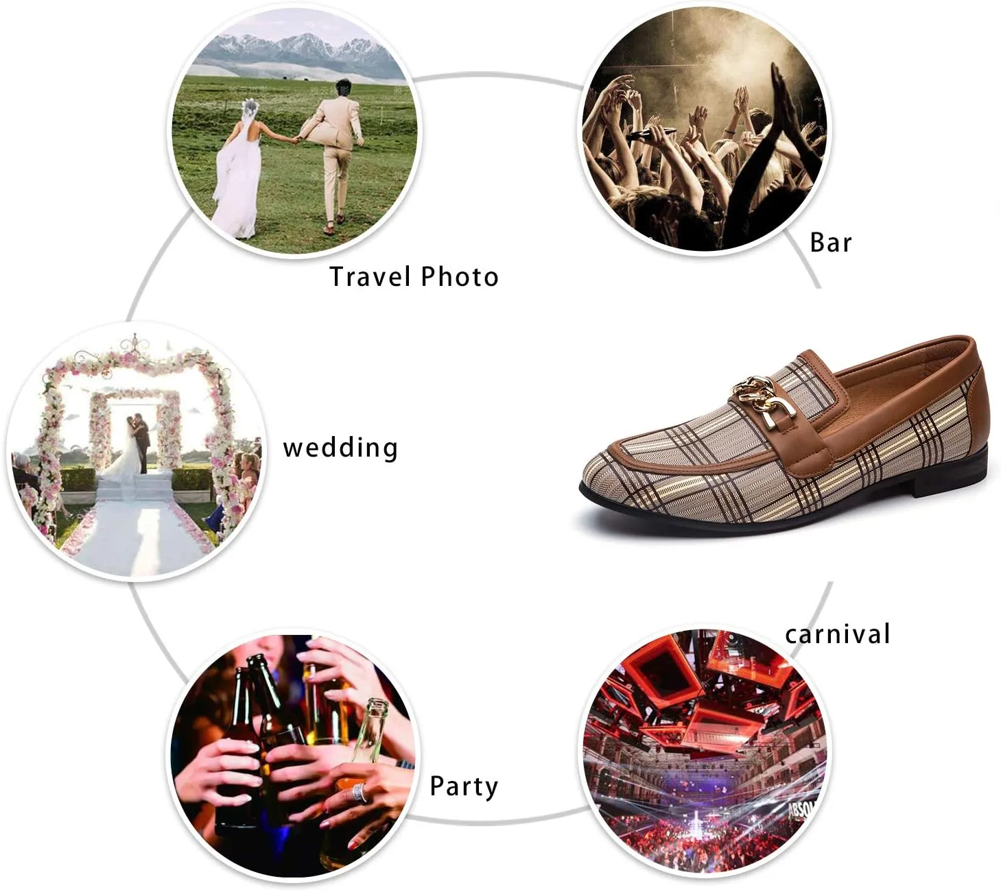 JITAI Mens Leather Shoes Pattern Printing Men's Dress Loafer Shoes Slip-on Casual Loafer Smoking Slipper