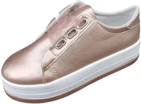Ladmiple Womens Shoes Dressy Casual Loafers Leather Fashion Sneakers Casual Comfortable Platform Slip On Walking Shoes