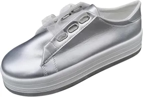 Ladmiple Womens Shoes Dressy Casual Loafers Walking Shoes Lady Girls Platform Fashion Lace Up Slip on Leather Sneakers