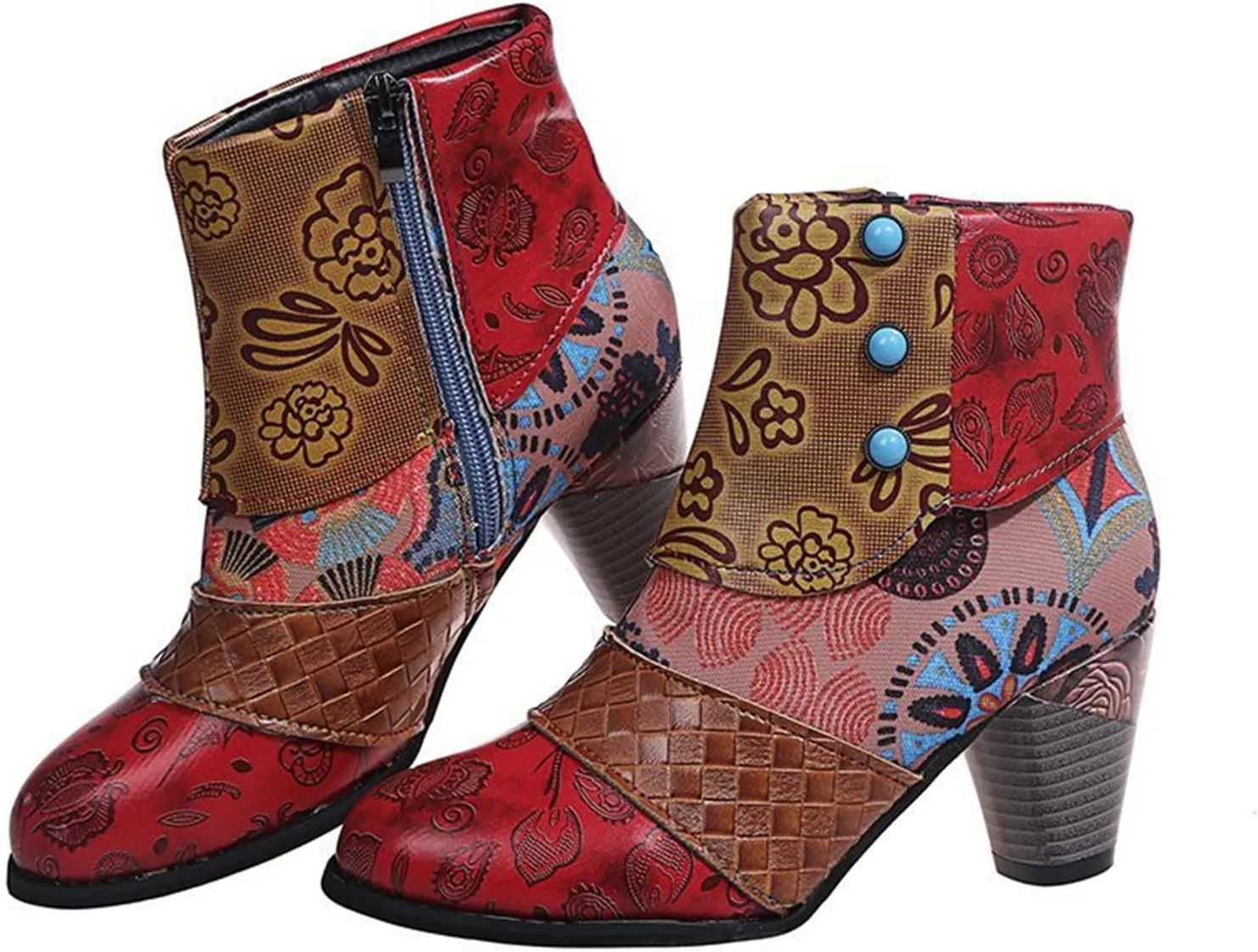 Lausiuoe Ankle Boots For Women Dressy Chunky Heel Slip on Pointed Toe Booties Wide Width Side Zipper Western Short Boots