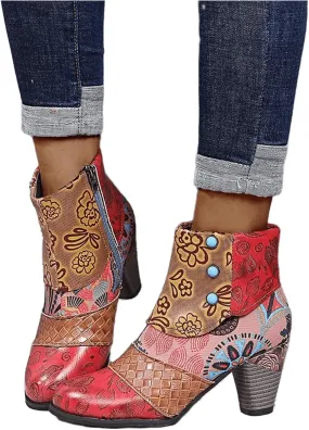 Lausiuoe Ankle Boots For Women Dressy Chunky Heel Slip on Pointed Toe Booties Wide Width Side Zipper Western Short Boots