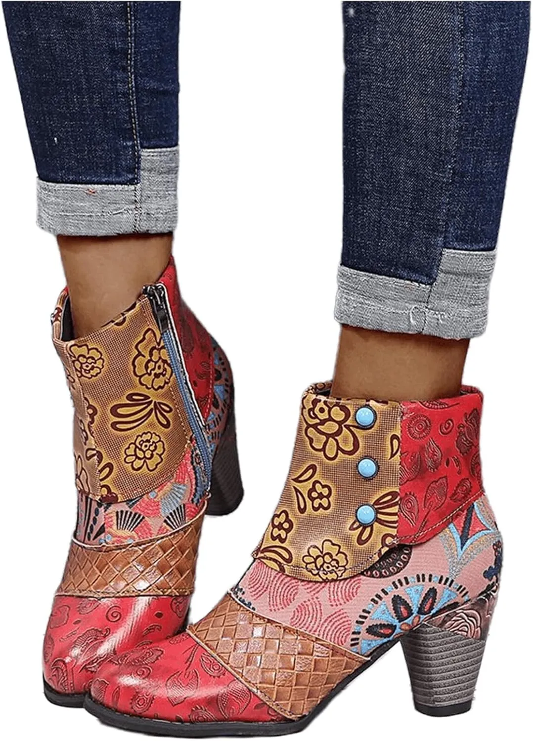 Lausiuoe Ankle Boots For Women Dressy Chunky Heel Slip on Pointed Toe Booties Wide Width Side Zipper Western Short Boots
