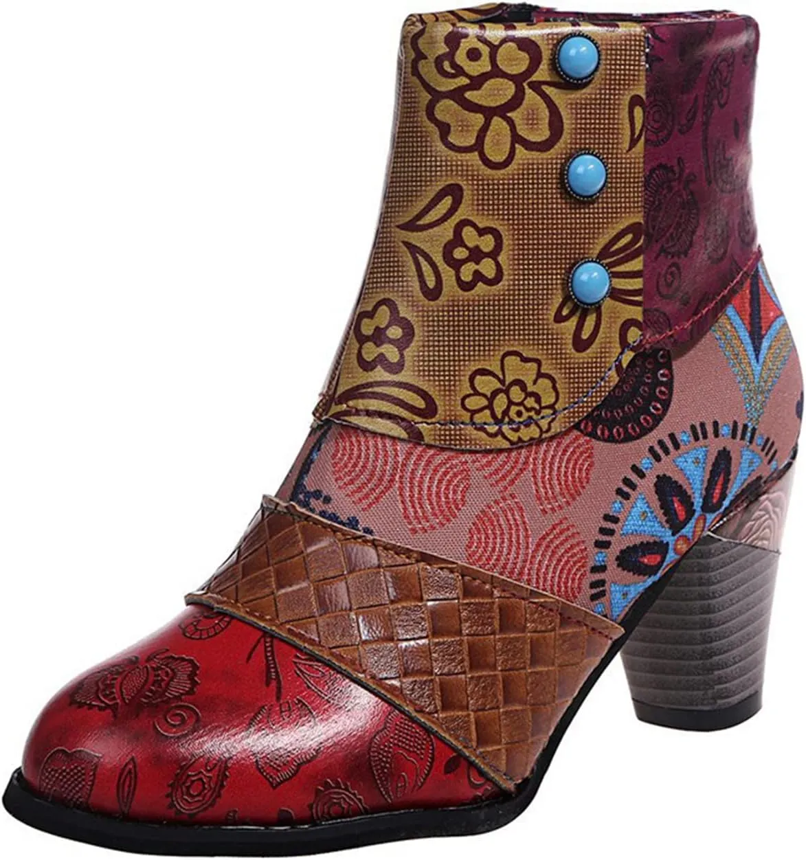 Lausiuoe Ankle Boots For Women Dressy Chunky Heel Slip on Pointed Toe Booties Wide Width Side Zipper Western Short Boots