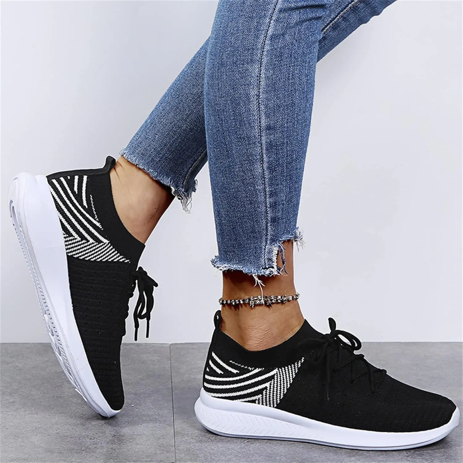 Lausiuoe Sneakers For Women Walking Shoes Comfortable Fashion Lightweight Casual Mesh Slip On Sneakers for Running Gym