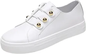 Lausiuoe Women's Fashion Sneakers Slip On Comfortable Casual Walking Shoes Classic Fall Low Top Canvas Flat Loafers