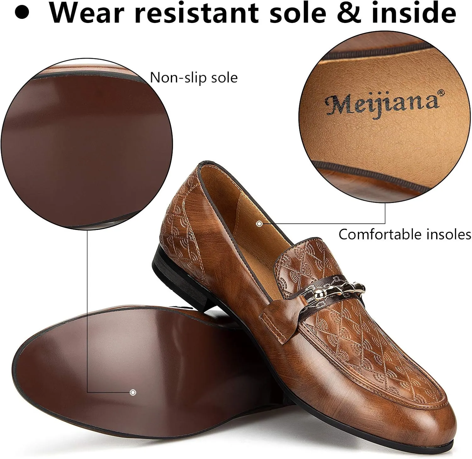 Meijiana Men's Fashion Classic Faux Leather Loafers and Weeding Dress Shoes for Men