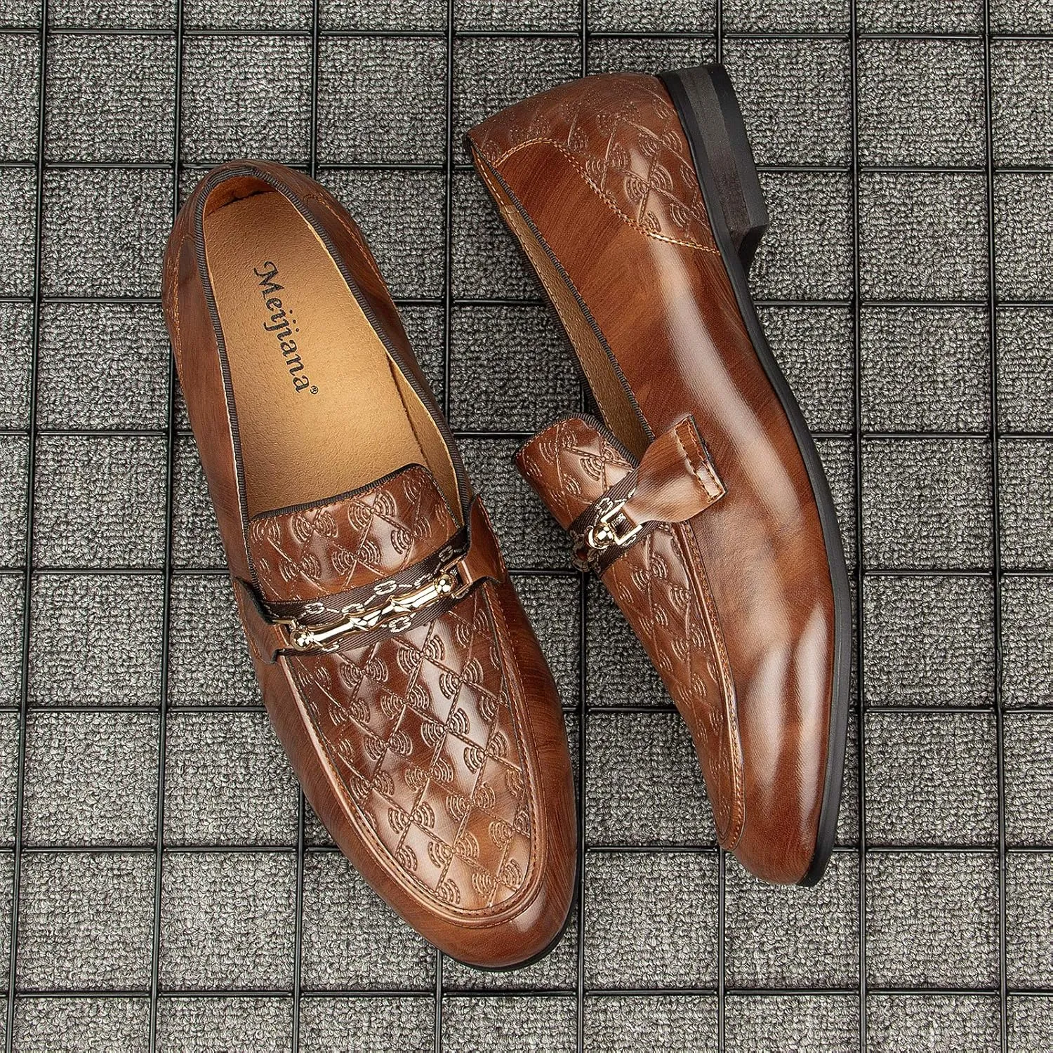 Meijiana Men's Fashion Classic Faux Leather Loafers and Weeding Dress Shoes for Men