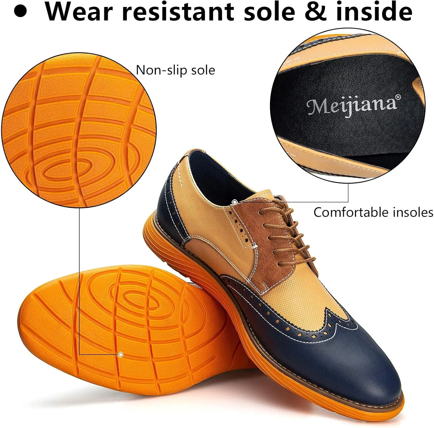 Meijiana Men's Oxford Shoes Dress Shoes Men's Lightweight lace-up Fashion Shoes