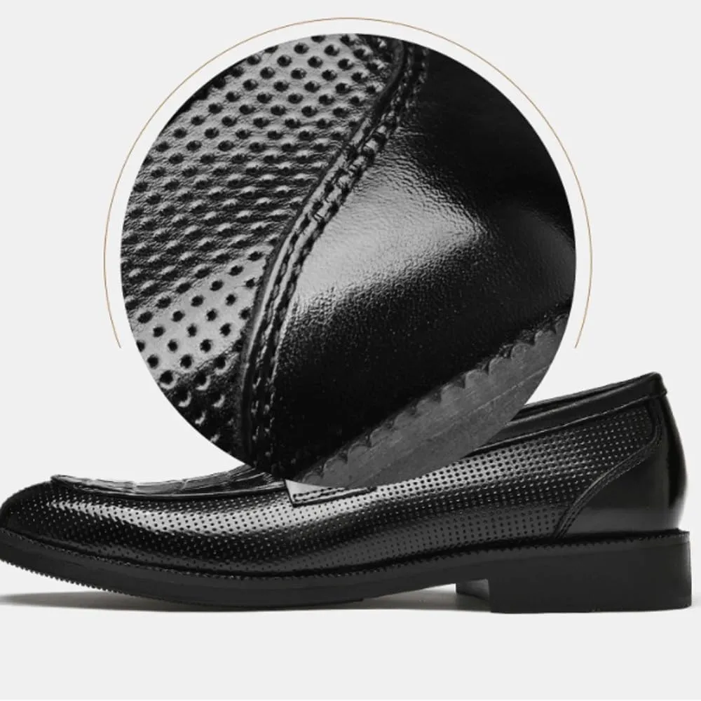 Men Oxford Leather Fashion Dress Shoes Men's Slip-On Prom Wedding Breathable Shoes Comfort Soft Sneakers Business Casual Shoe