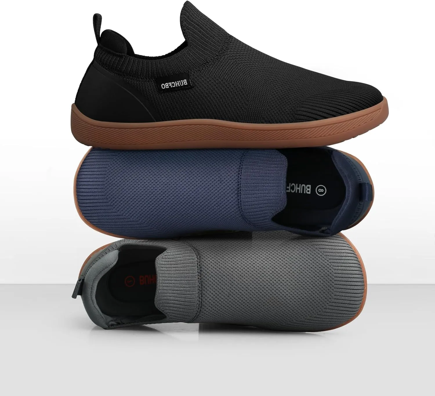 Men's Barefoot Shoes Minimalist Slip on Cross-Trainer Shoes Wide Toe Walking Shoes Zero Drop Sole Trail Running Sneakers Gym Workout Casual