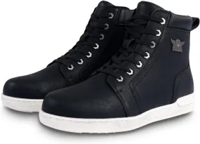 Men's Casual Boot PU Leather Combat Boots For Men Waterproof Motorcycle Boots For Biker Hiking with Lace-Up Side Zipper