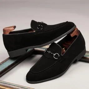 Men’s Formal Leather Shoes - Frosted Pointed Toe, Low Cut