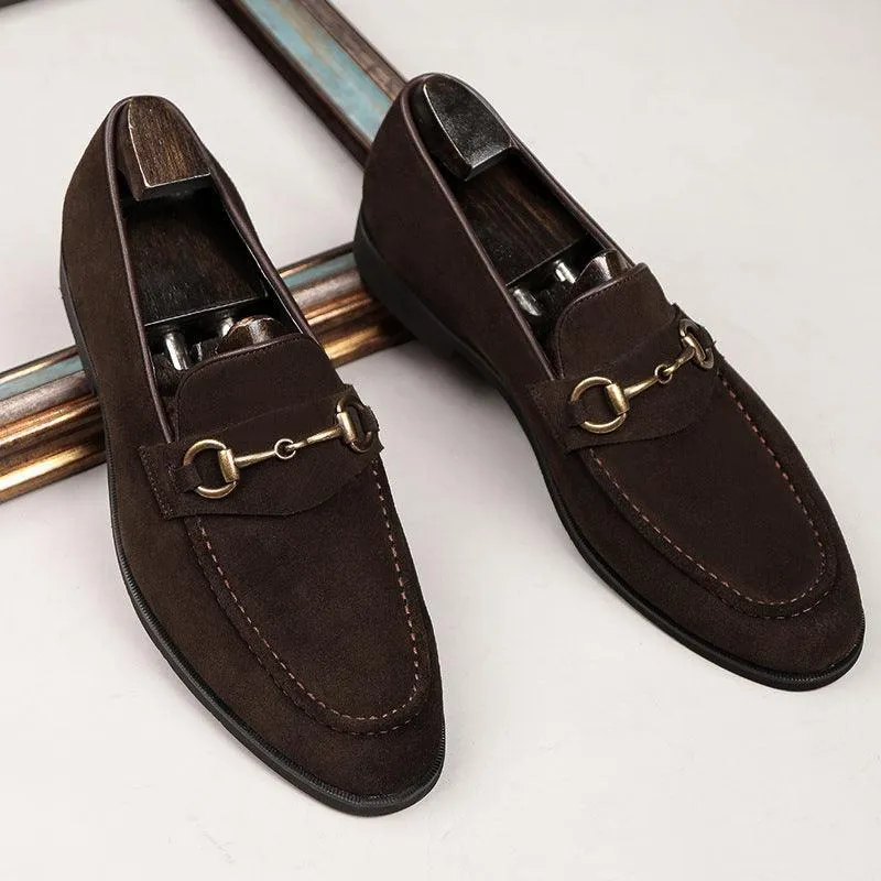 Men’s Formal Leather Shoes - Frosted Pointed Toe, Low Cut
