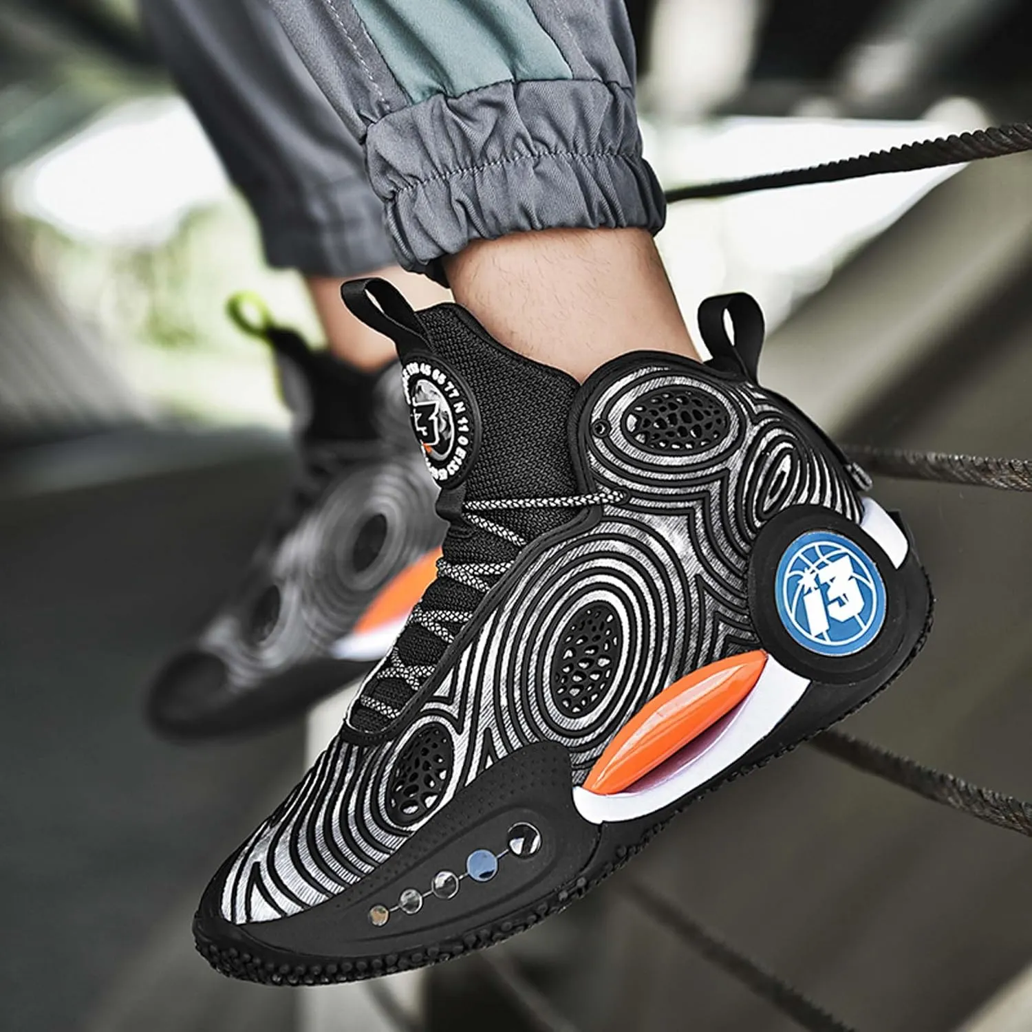 Mens Night Glow Basketball Shoes Classic Lace up High Top Casual Sports Shoes High Elastic Running Shoes Comfortable and Durable Competition Training Shoes Wide Edition Breathable Baseball Shoes