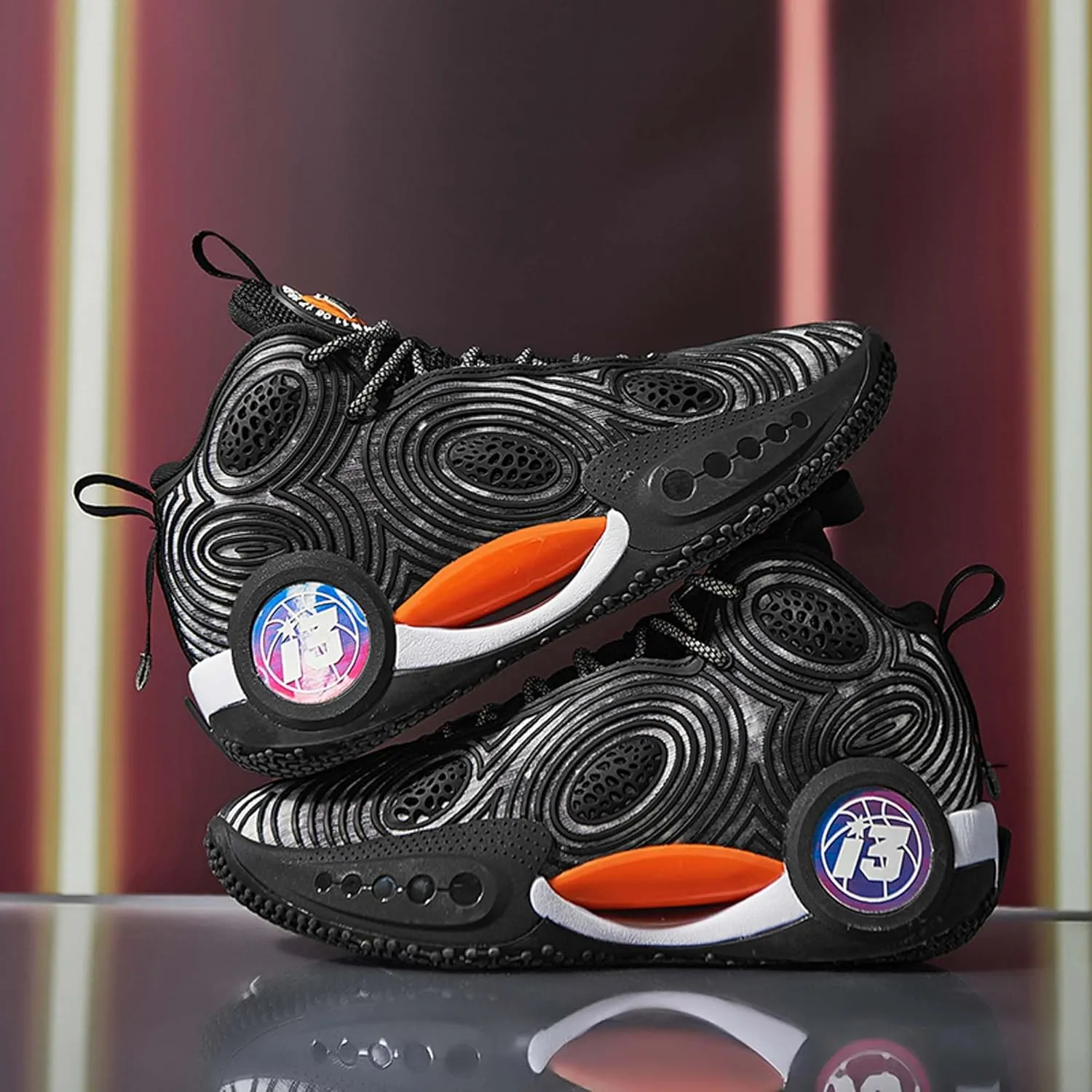 Mens Night Glow Basketball Shoes Classic Lace up High Top Casual Sports Shoes High Elastic Running Shoes Comfortable and Durable Competition Training Shoes Wide Edition Breathable Baseball Shoes