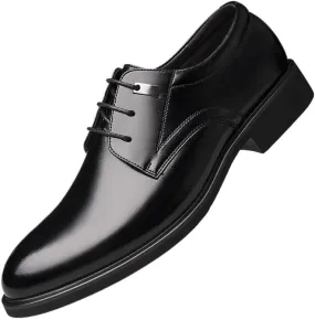 Men's Patent Leather Dress Shoes Mens Retro Formal Business Oxford Shoes Comfortable Height Increasing Non-Slip Softsole Walking Derby Shoes