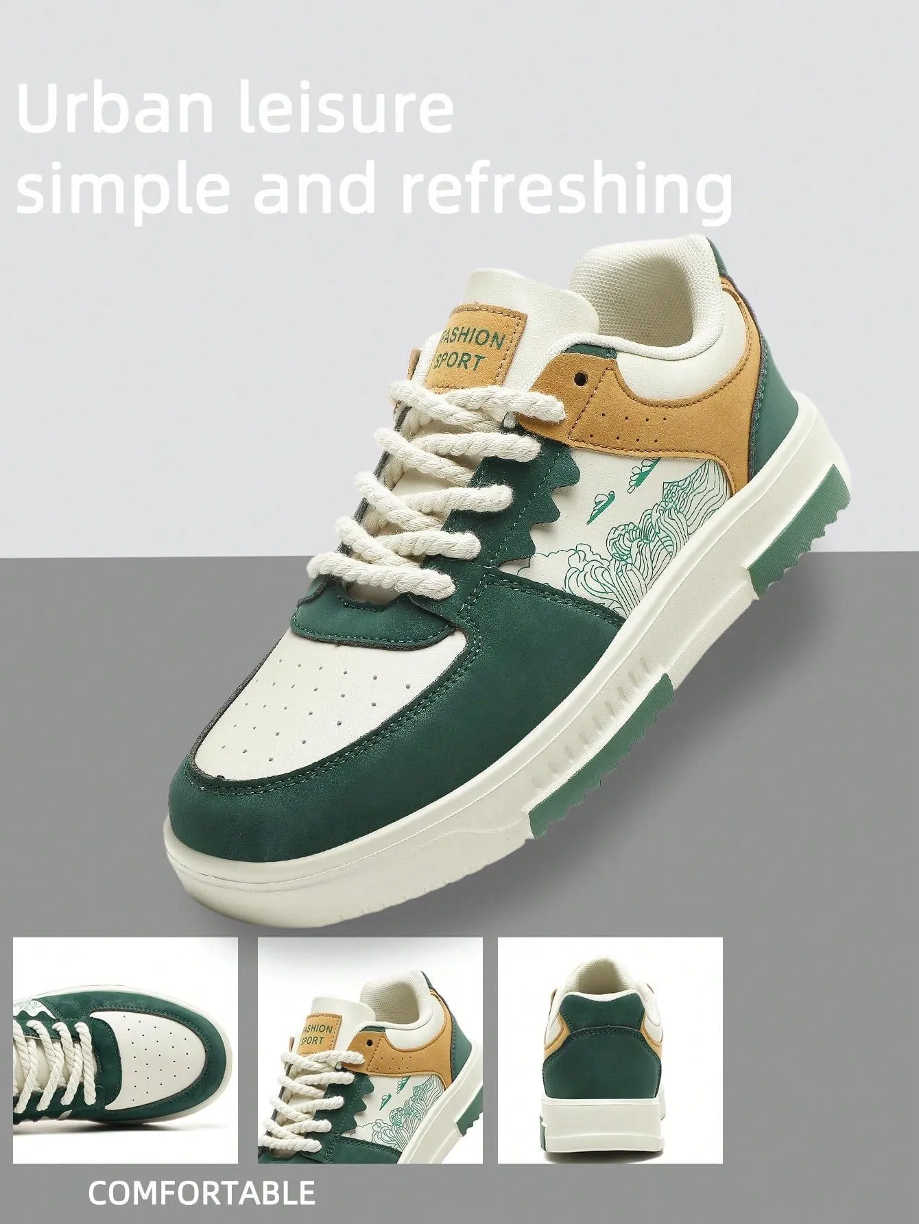 Men's Trendy Random Print Low-Top Flat Casual Sports Shoes, Fashionable Comfortable Versatile Casual Sneakers, Outdoor Hiking Shoes, Shoes For Men