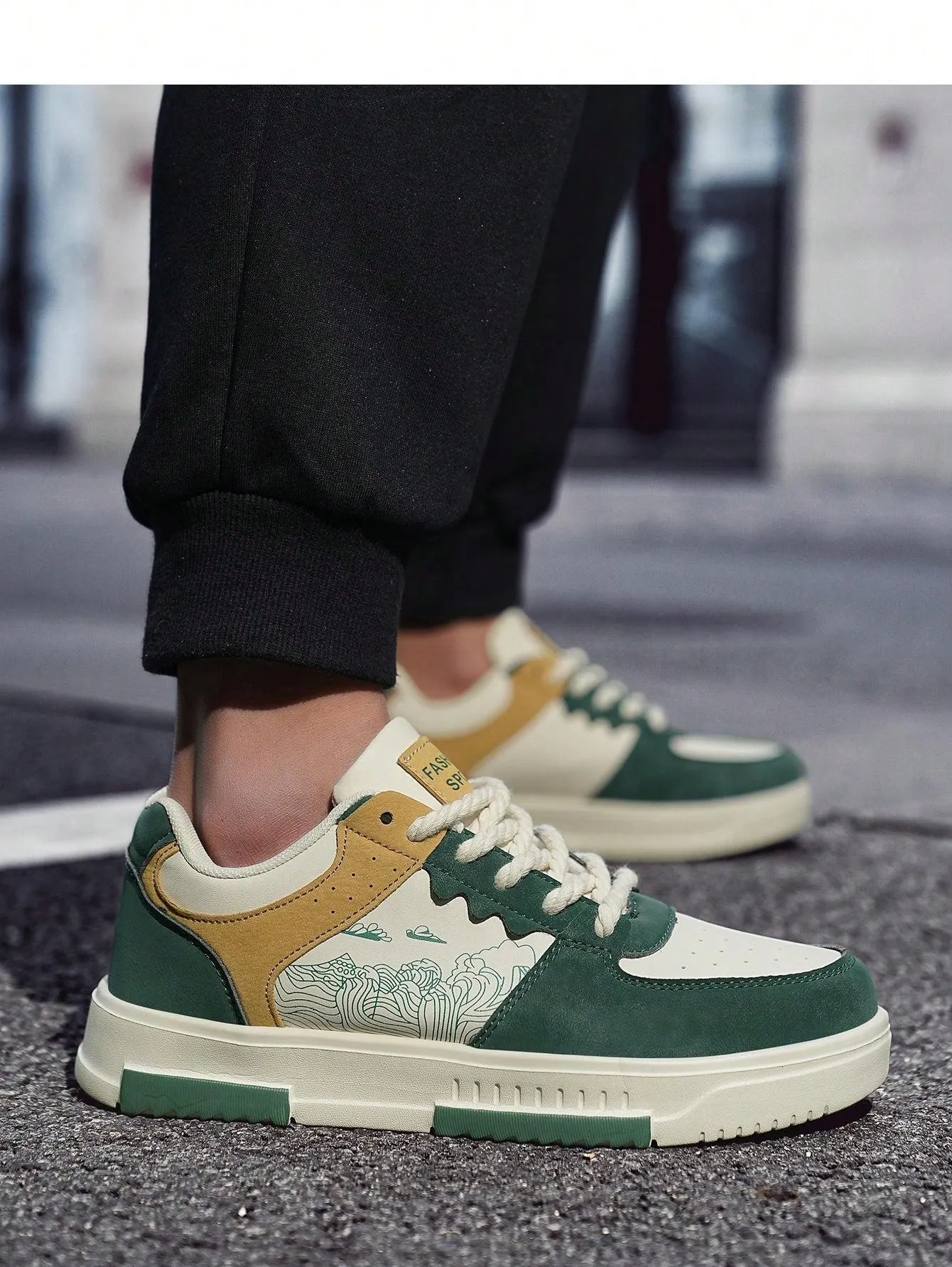 Men's Trendy Random Print Low-Top Flat Casual Sports Shoes, Fashionable Comfortable Versatile Casual Sneakers, Outdoor Hiking Shoes, Shoes For Men