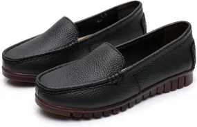 Momuk Women’s Comfort Walking Flat Leather Loafers Slip on Ladies Shoes Outdoor Casual Driving Loafers