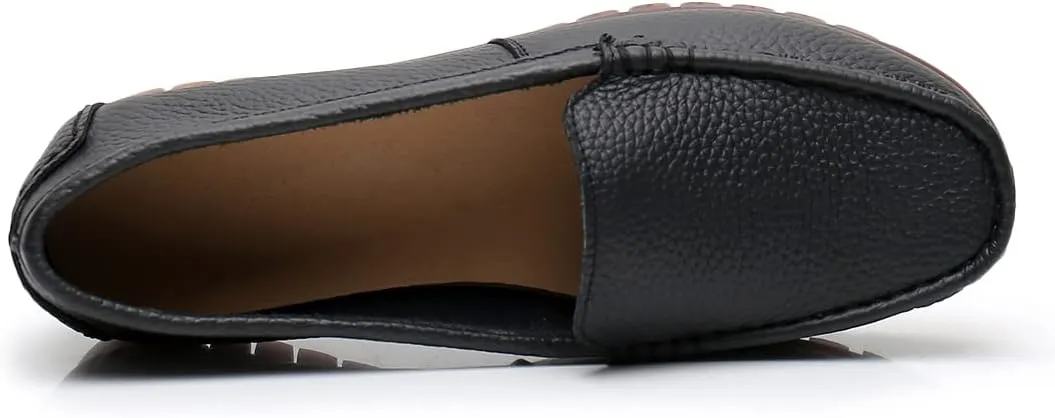 Momuk Women’s Comfort Walking Flat Leather Loafers Slip on Ladies Shoes Outdoor Casual Driving Loafers