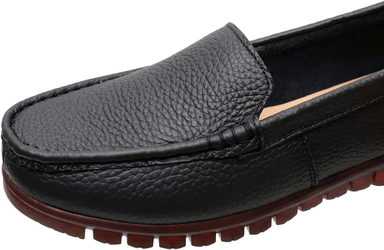 Momuk Women’s Comfort Walking Flat Leather Loafers Slip on Ladies Shoes Outdoor Casual Driving Loafers