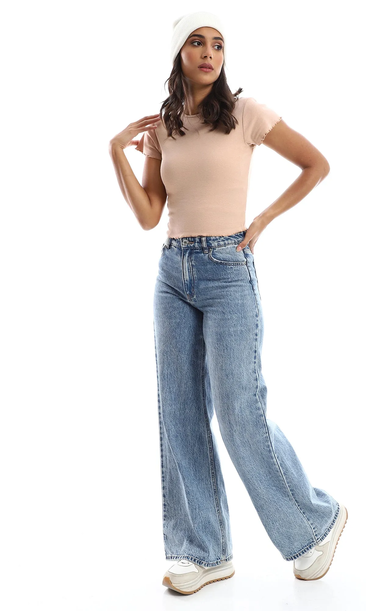 O154983 Dark Nude Slip On Crop Top